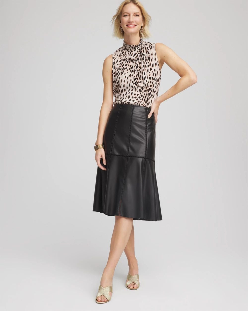 Faux Leather Seamed Skirt