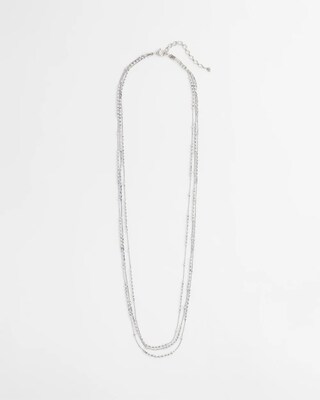 Multi Strand Blue & Silver Tone Necklace click to view larger image.