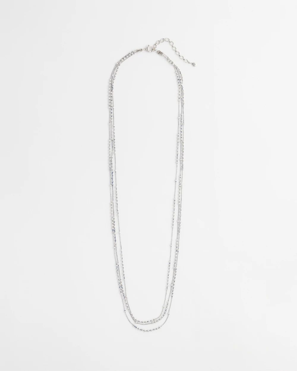 Multi Strand Blue & Silver Tone Necklace