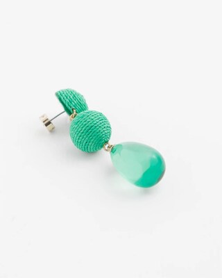 No Droop™ Green Raffia Drop Earrings