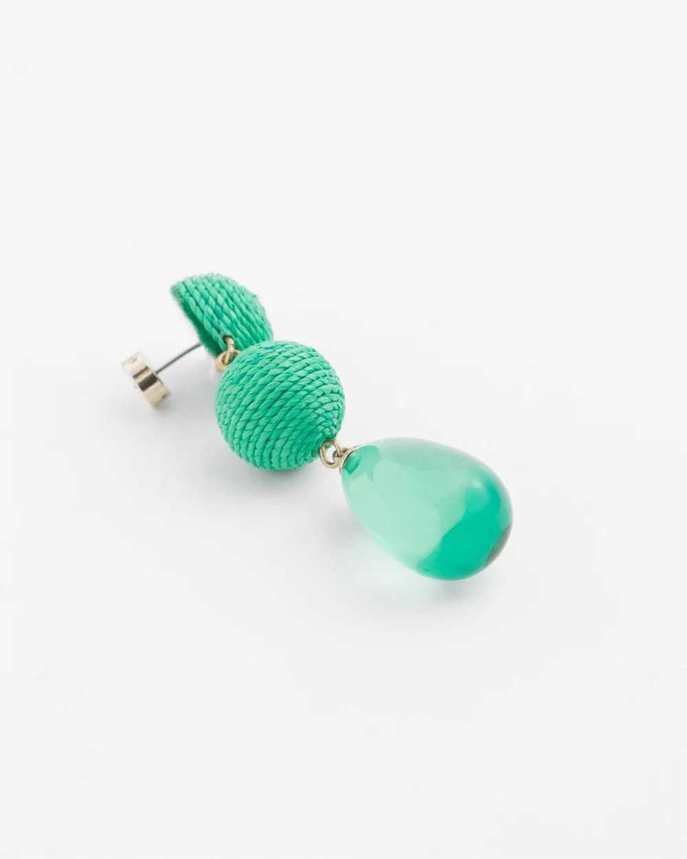 No Droop™ Green Raffia Drop Earrings