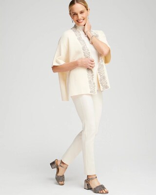 Embellished Placket Sweater Ruana