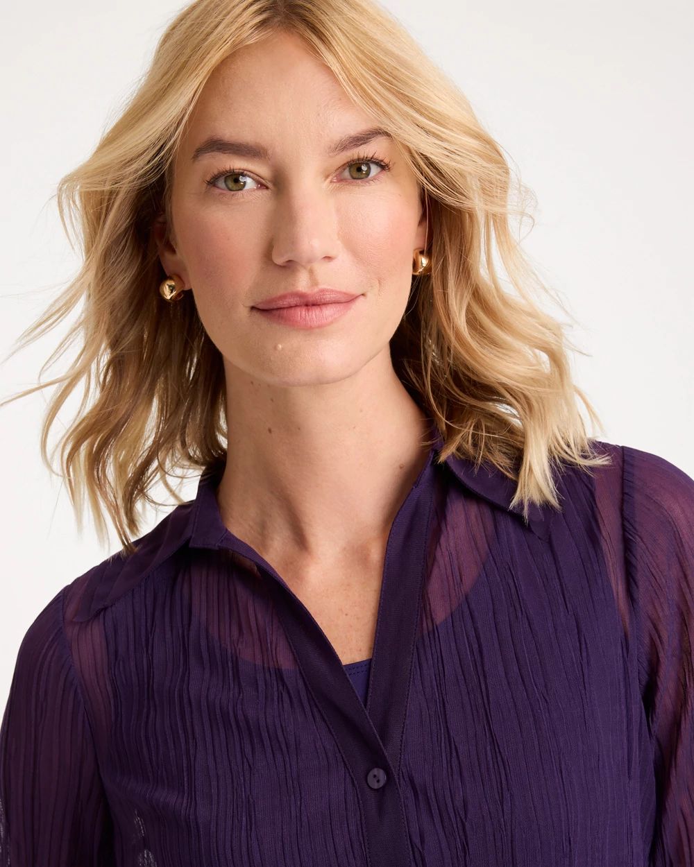 Semi-Sheer Crinkle Mesh Top click to view larger image.