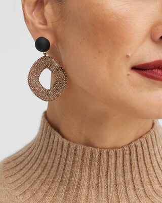 Gold Tone Pavé Drop Hoop Earrings