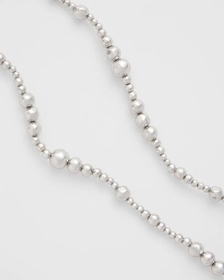 Silvertone Long Beaded Necklace click to view larger image.