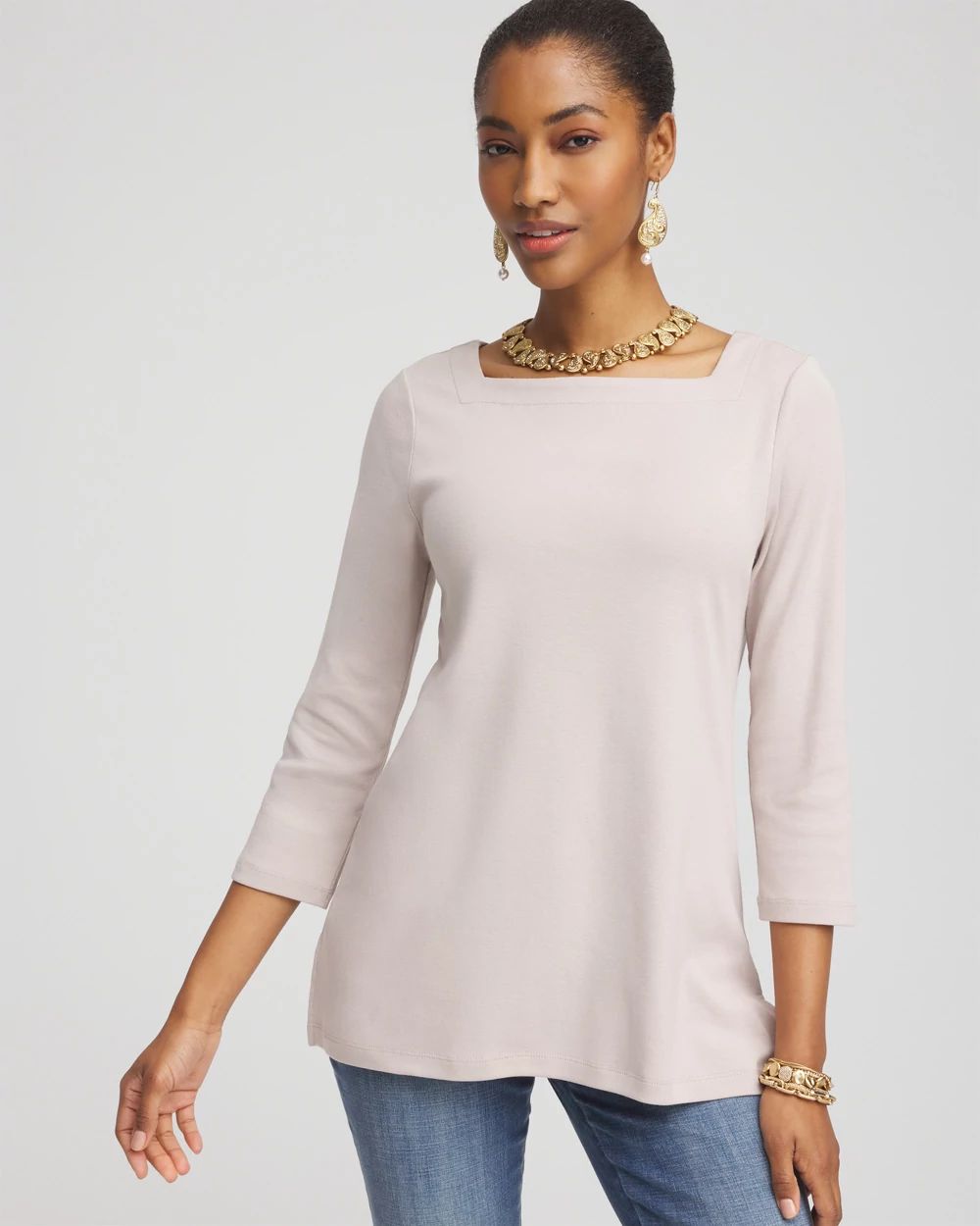 Pima Cotton Square-Neck Tunic