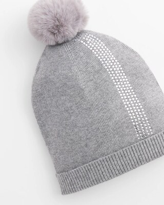 Rhinestone Cashmere Blend Pom Pom Hat click to view larger image.