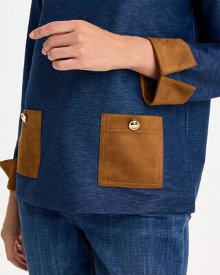 Faux Suede-Denim Top click to view larger image.