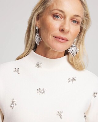 Embellished Mockneck Pullover Sweater click to view larger image.