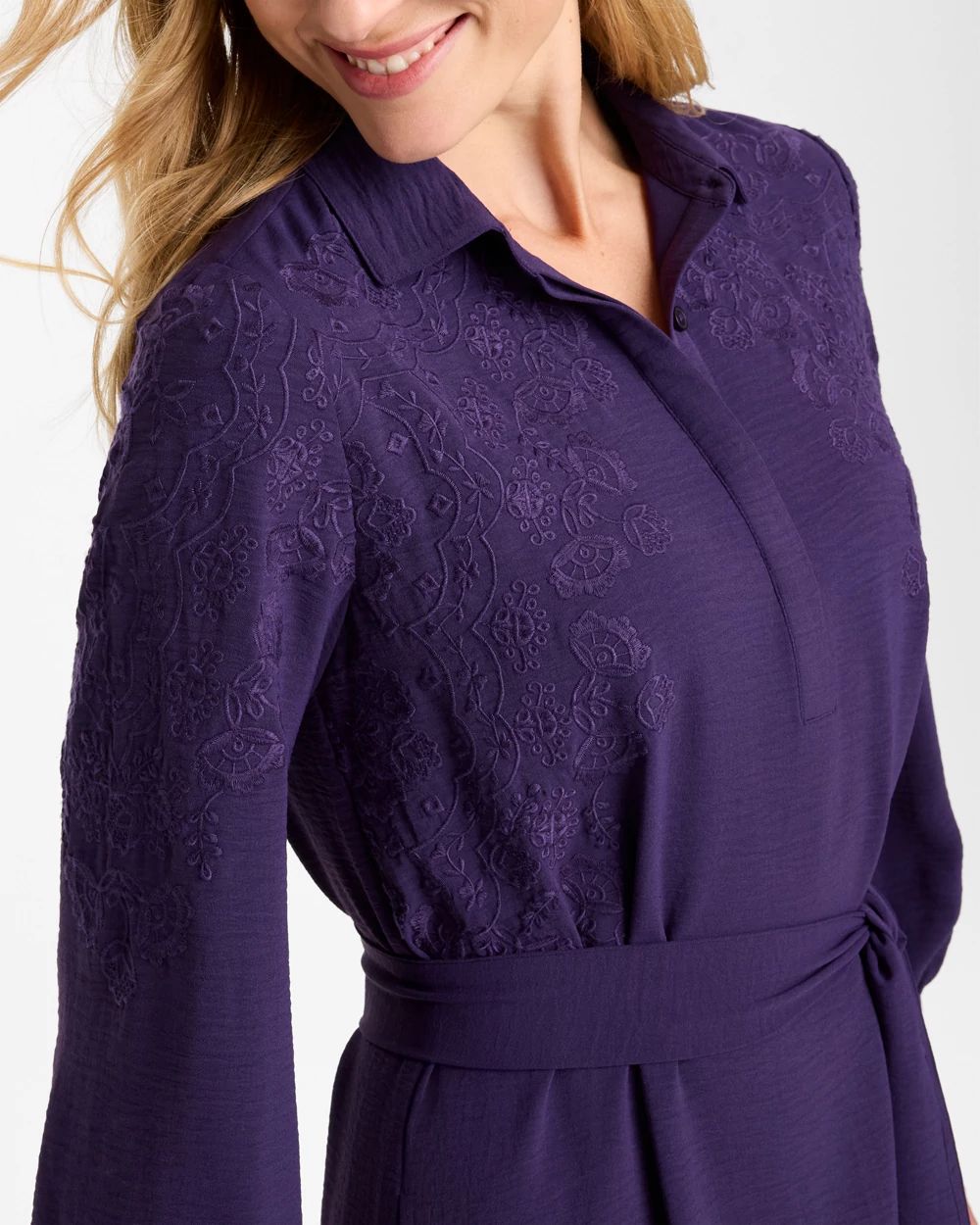 Lace Applique Knee Length Dress click to view larger image.