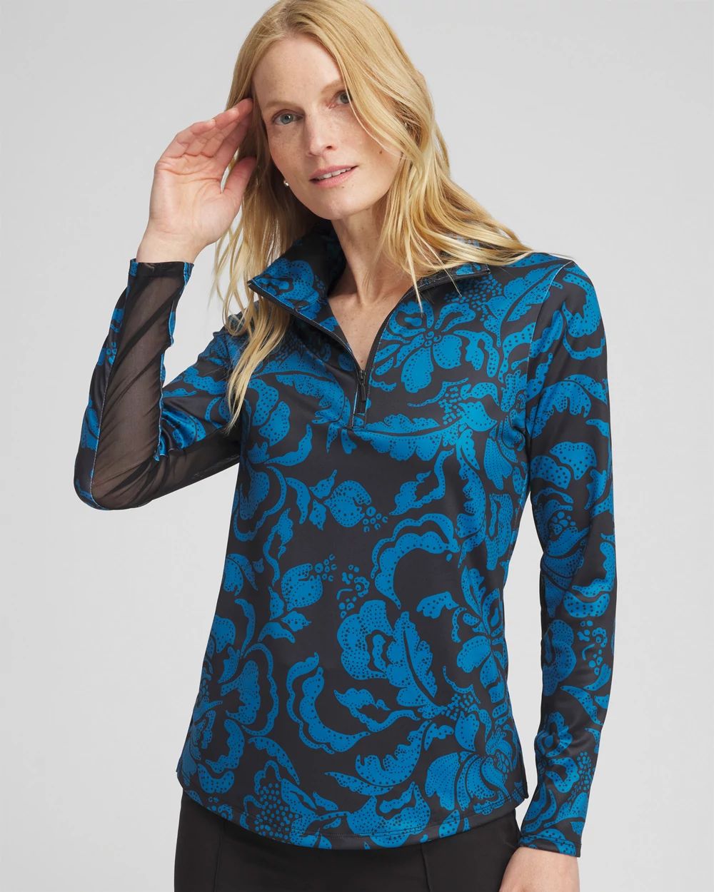 Zenergy® UPF Floral Mesh Inset Top