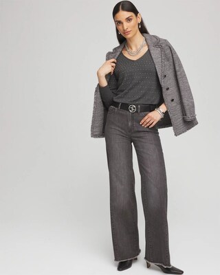 Studded V-Neck Sweater click to view larger image.