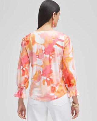 Watercolor Smocked 3/4 Sleeve Tee