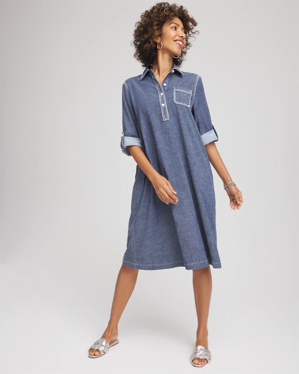 Hemp-Denim Knee Length Dress