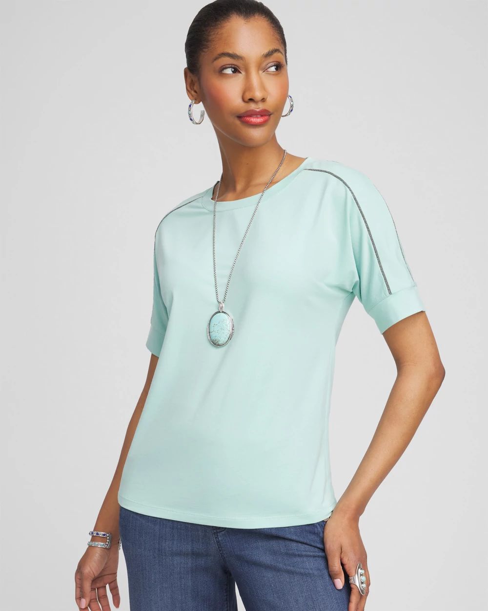 Touch of Cool™ Caviar Bead Detail Tee