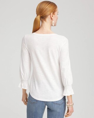 Lilies Smocked 3/4 Sleeve Tee
