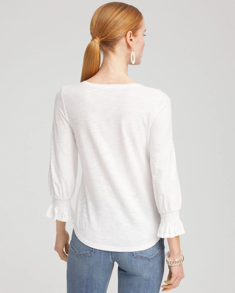 Lilies Smocked 3/4 Sleeve Tee