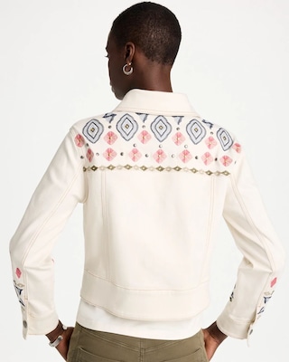 Cropped Embroidered Denim Jacket click to view larger image.