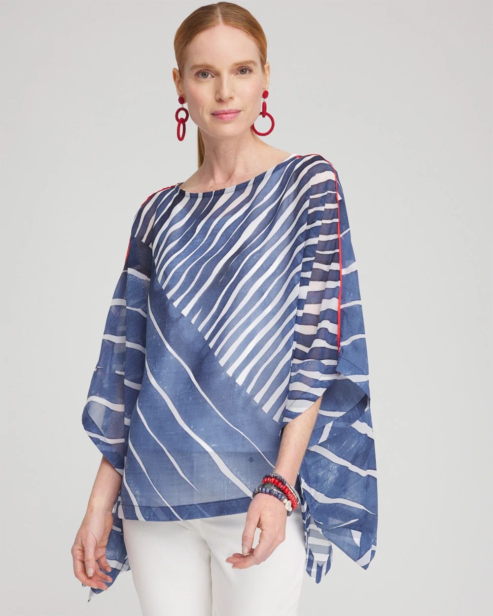 Chiffon Abstract Lines Poncho