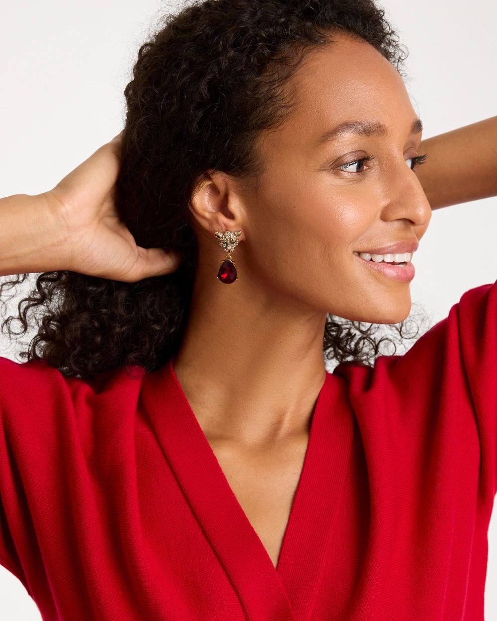 Jaguar Red Faceted Drop Earrings click to view larger image.