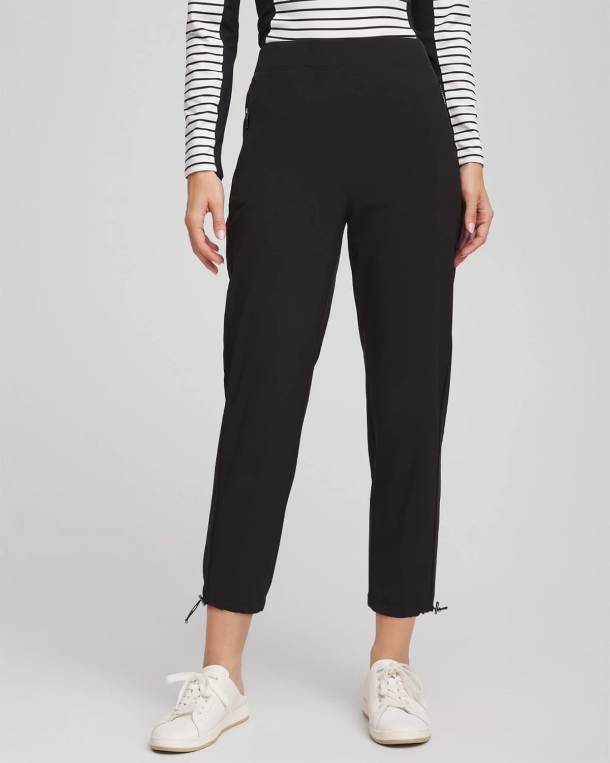 Chico's Rib Mix Cropped Pants In Black In Black