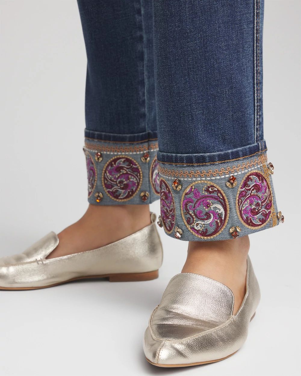 Embellished Pull-On Slim Ankle Jeggings click to view larger image.