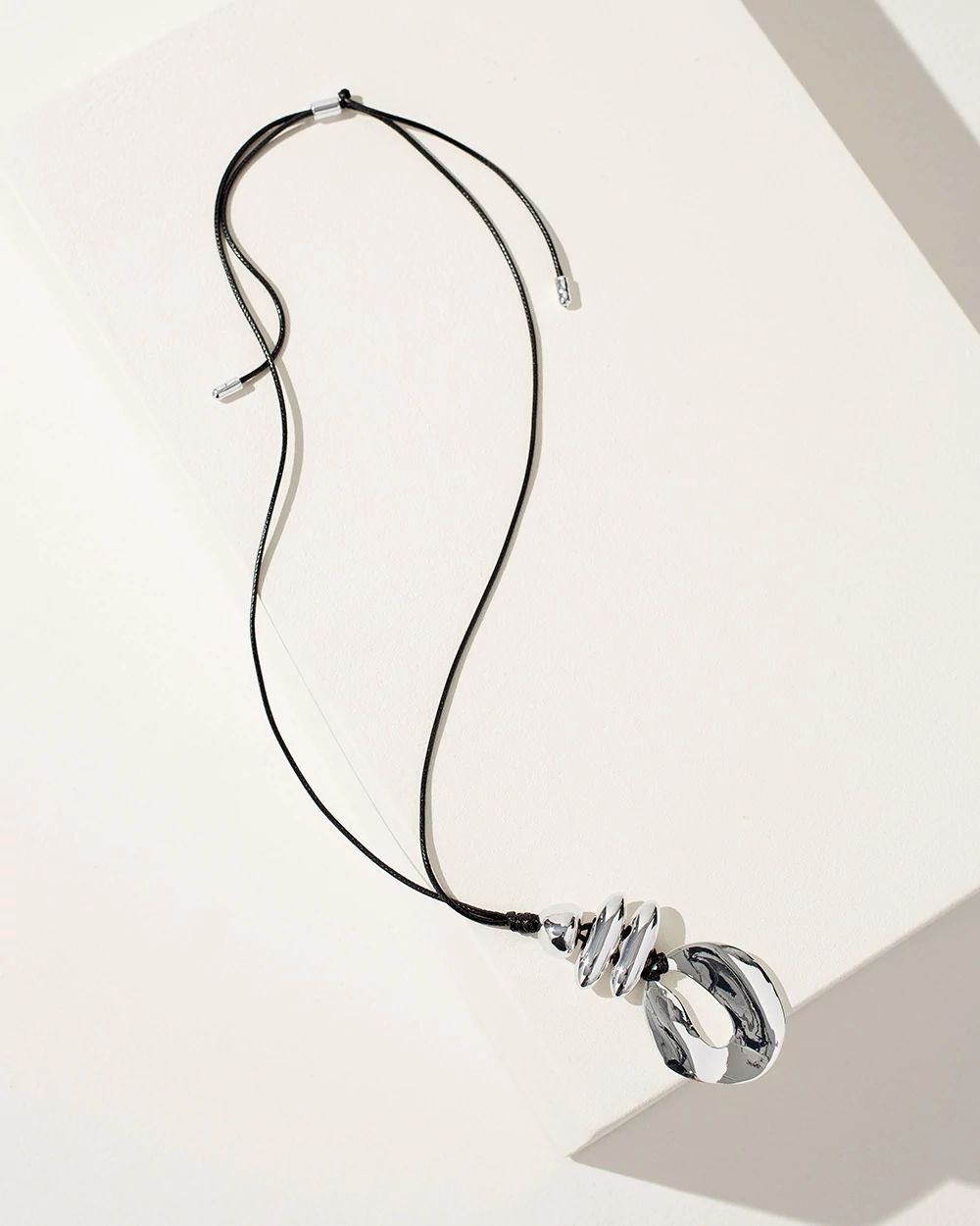 Silver Tone Adjustable Pendant Necklace