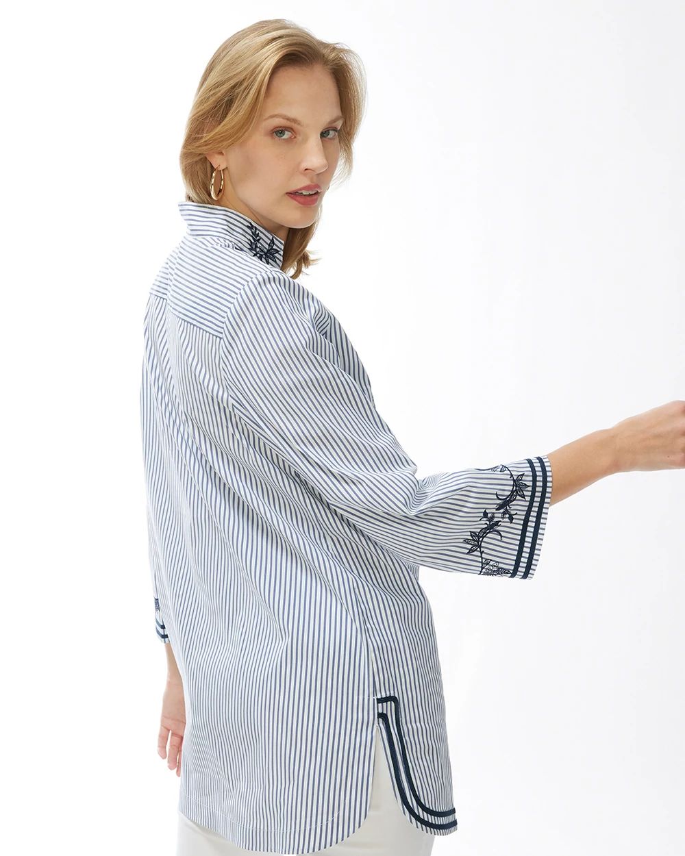 Poplin Embroidered Stripe Tunic
