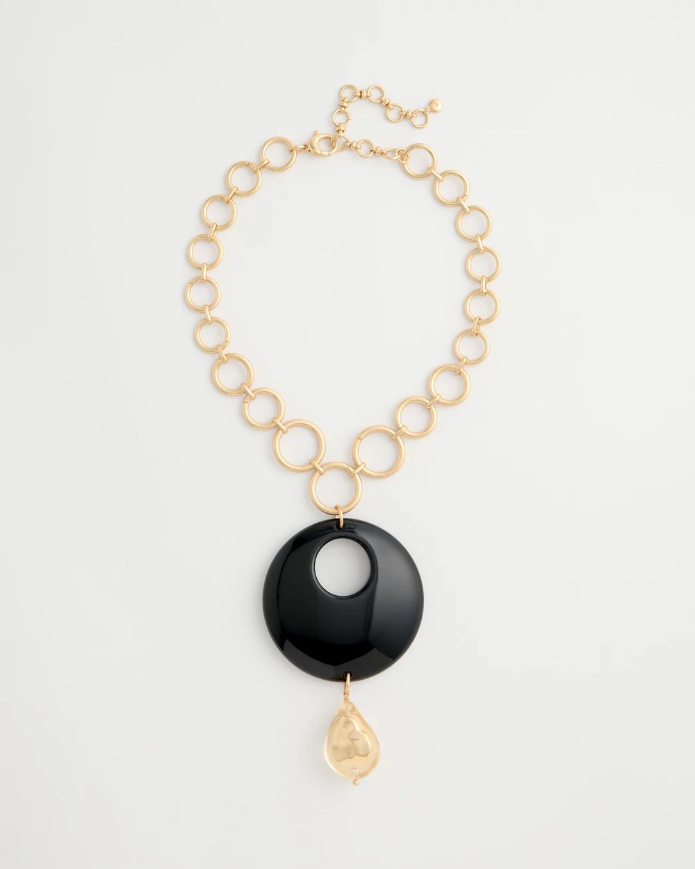 Black Open Circle Pendant Necklace