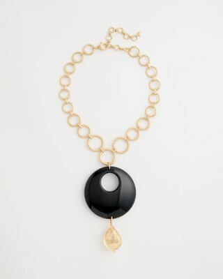 Black Open Circle Pendant Necklace