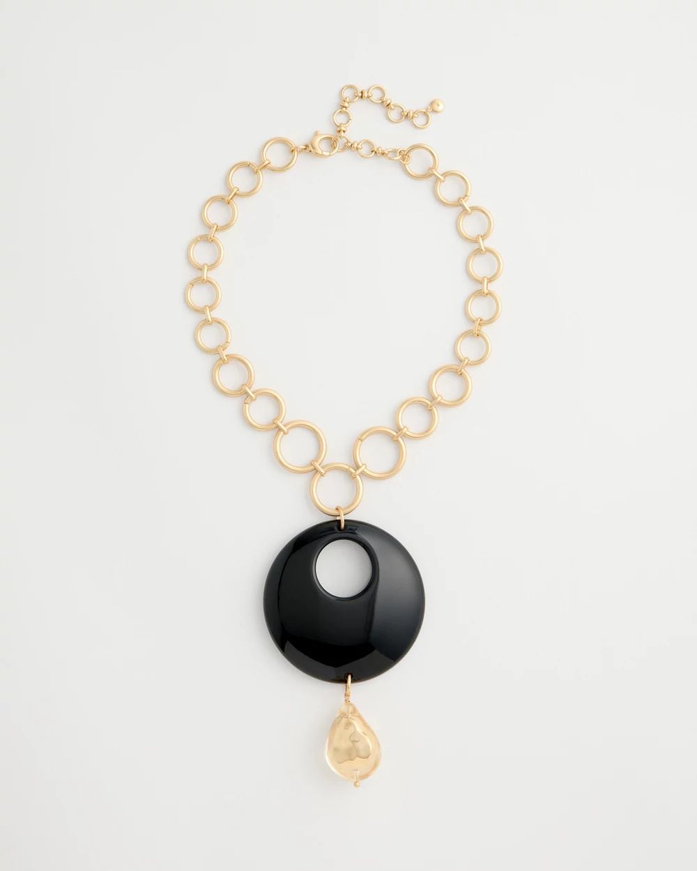 Black Open Circle Pendant Necklace