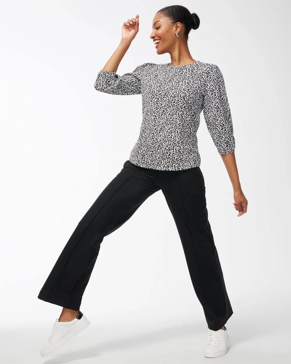 Zenergy Animal Print Jacquard Top