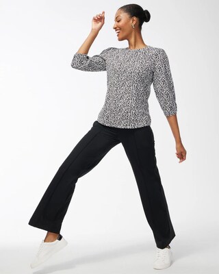 Zenergy Animal Print Jacquard Top