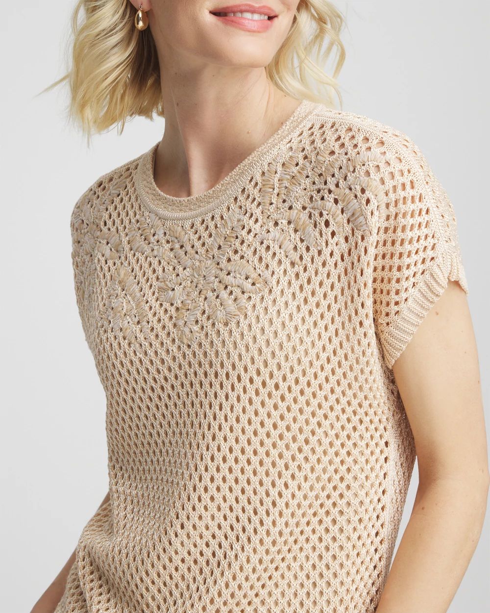 Embroidered Pointelle Pull-Over