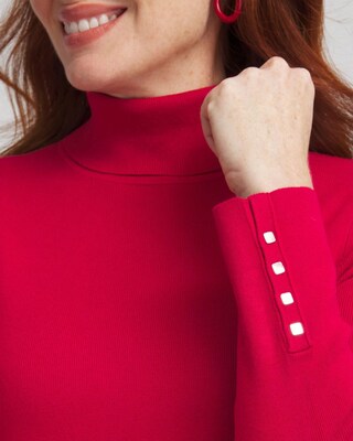 Ecovero™ Button Cuff Turtleneck Sweater click to view larger image.