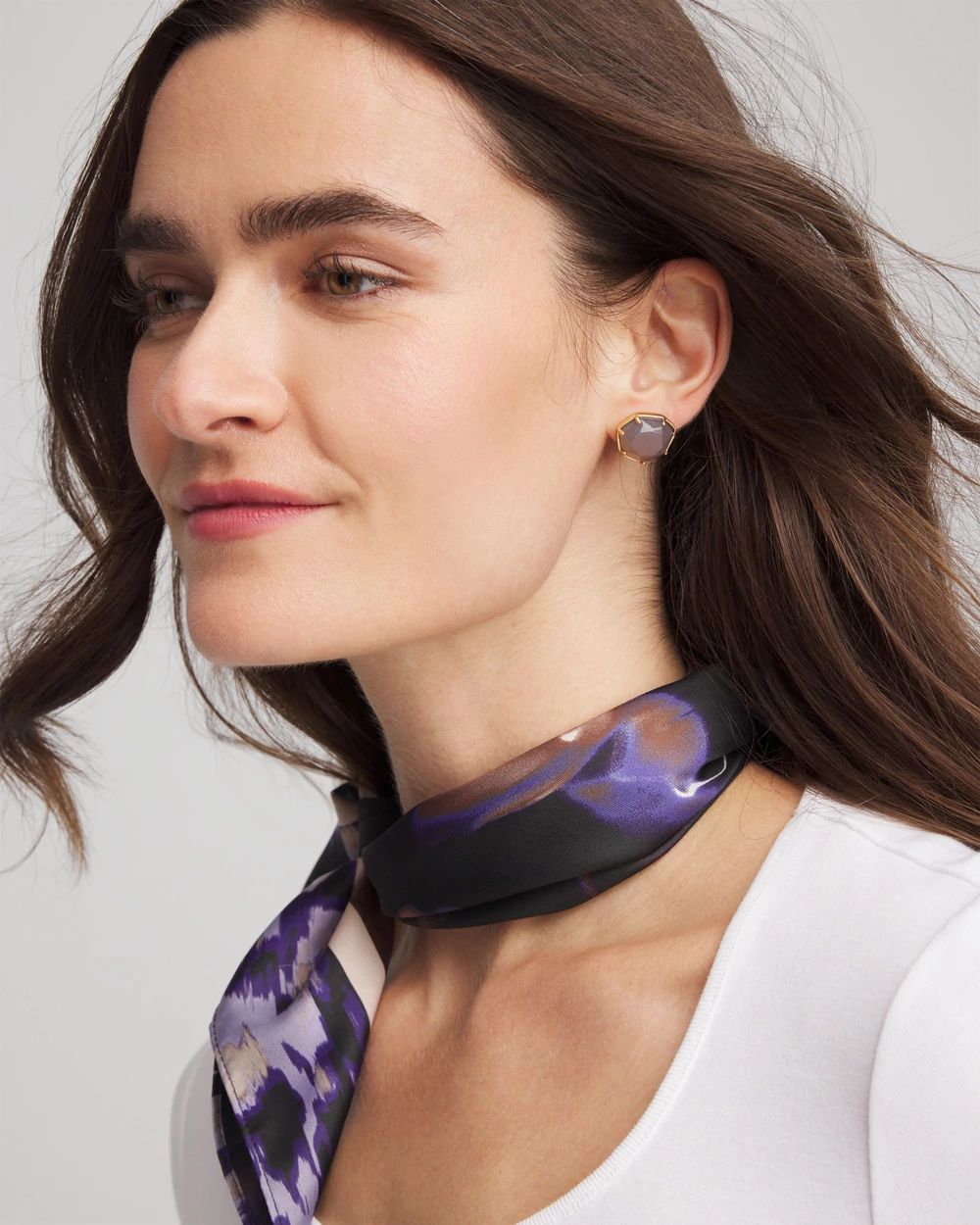 Agate Stone Stud Earrings click to view larger image.