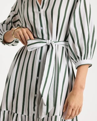 Striped Cotton-Gauze Shirtdress click to view larger image.