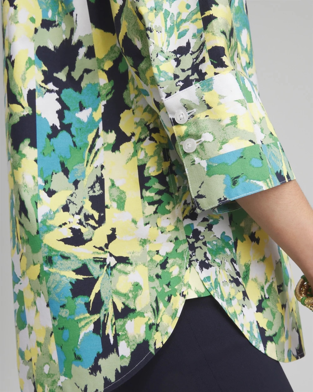 No Iron™ Stretch Floral 3/4 Sleeve Tunic