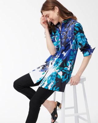 No Iron Stretch 3/4 Sleeve Floral Tunic