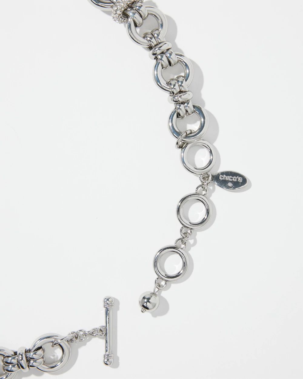 Silver Tone Links Bib Necklace