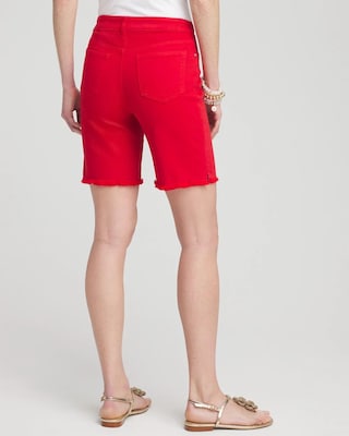 Girlfriend 7" Fray Hem Denim Shorts click to view larger image.