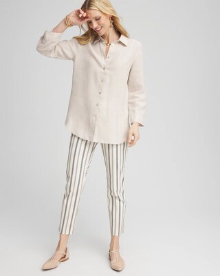 Brigitte™ Slub Striped Cropped Pants click to view larger image.