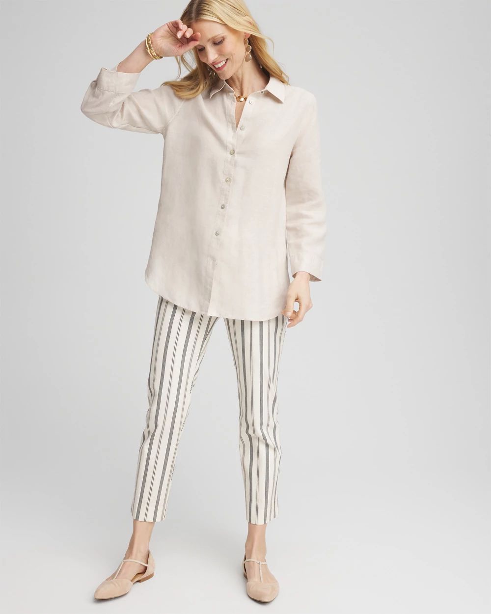 Brigitte™ Slub Striped Cropped Pants
