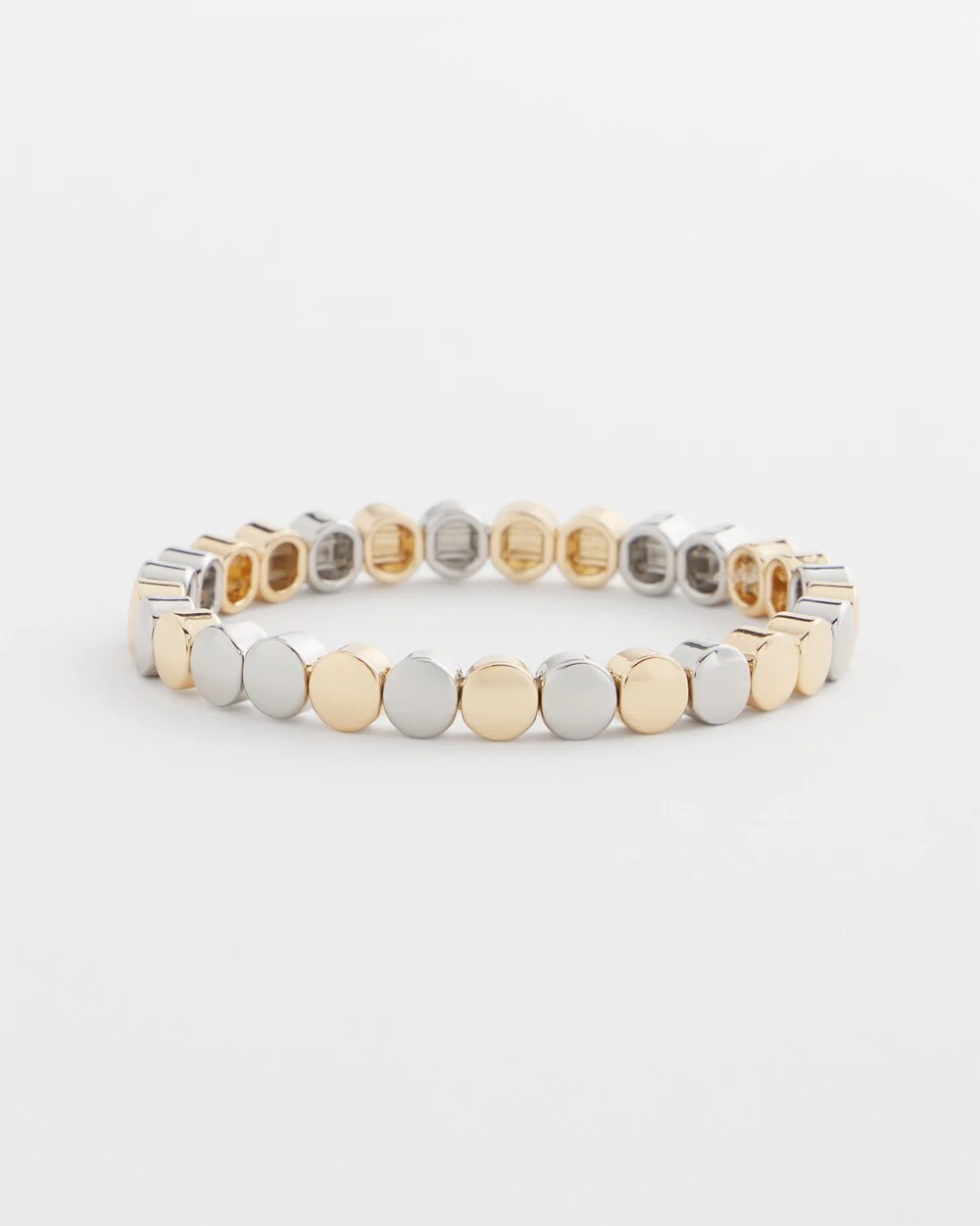 Silvertone Round Stretch Bracelet