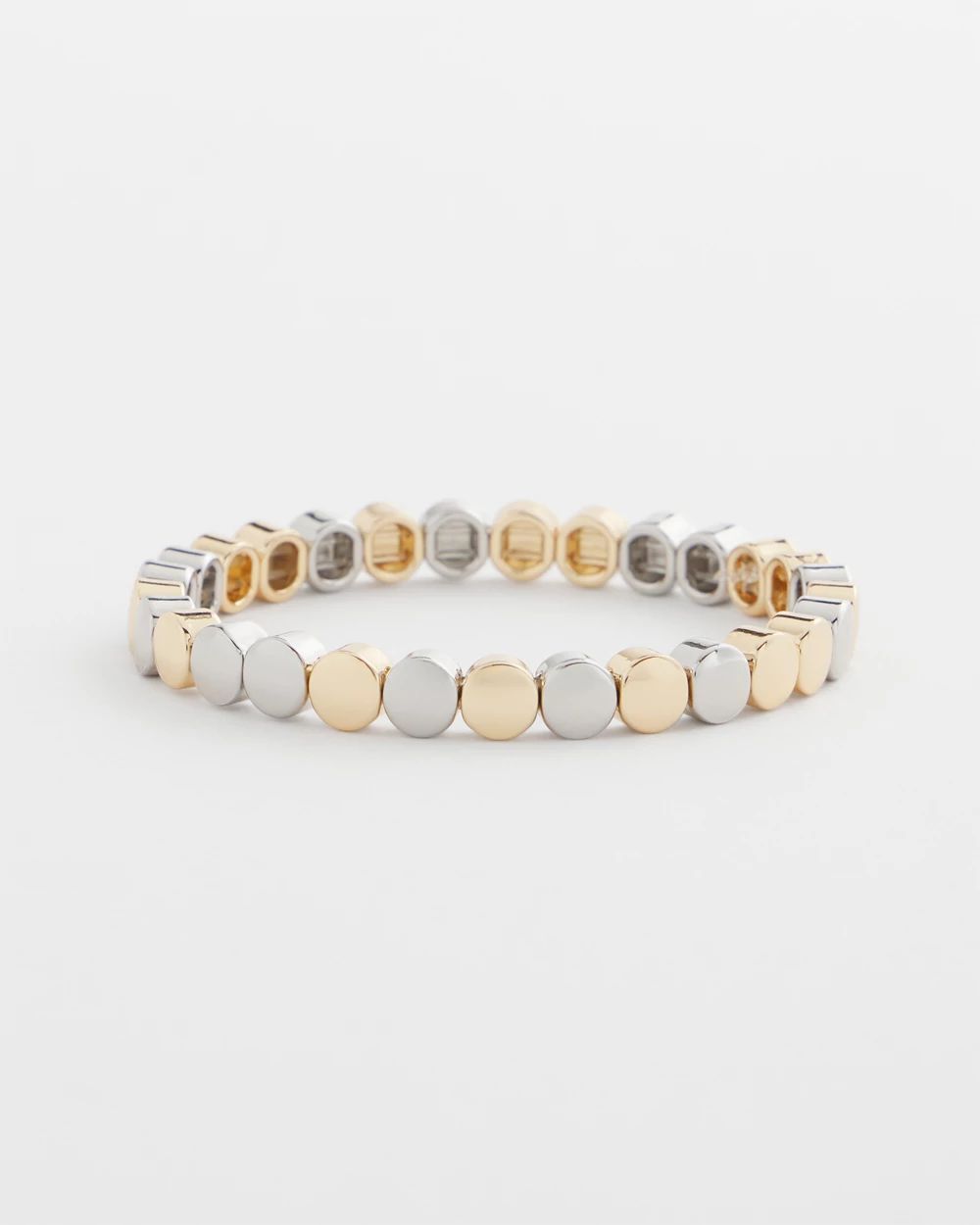 Silvertone Round Stretch Bracelet