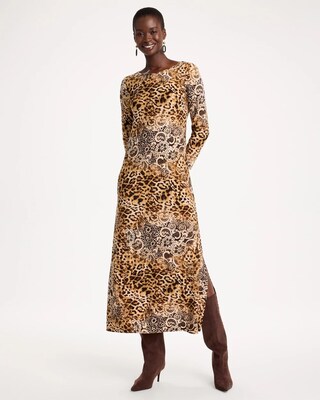Soft-Stretch Knit Animal Print Dress