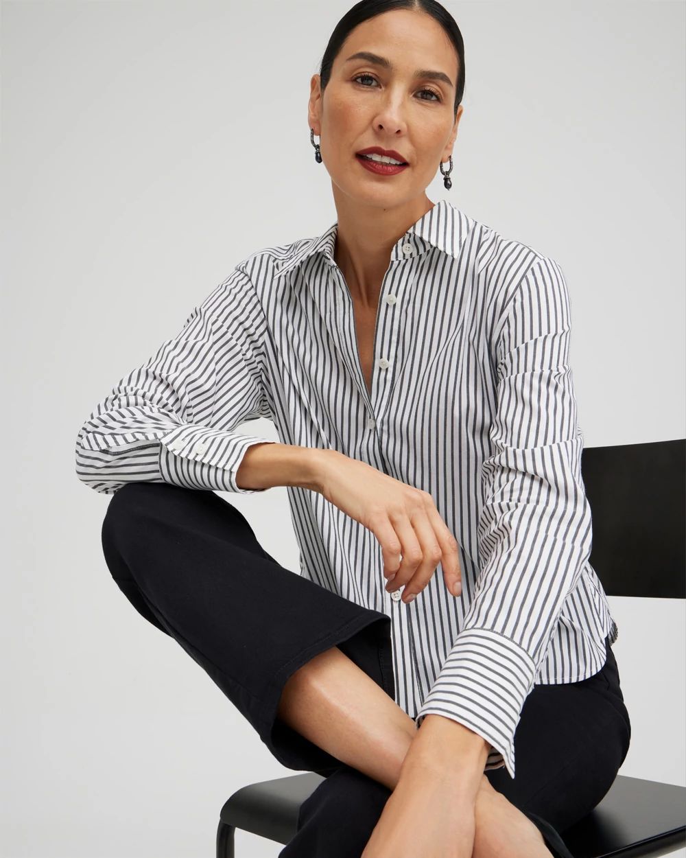 Popline Stripe Cropped Shirt
