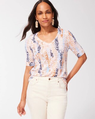 Shirred Back Warm Tile Linen Tee