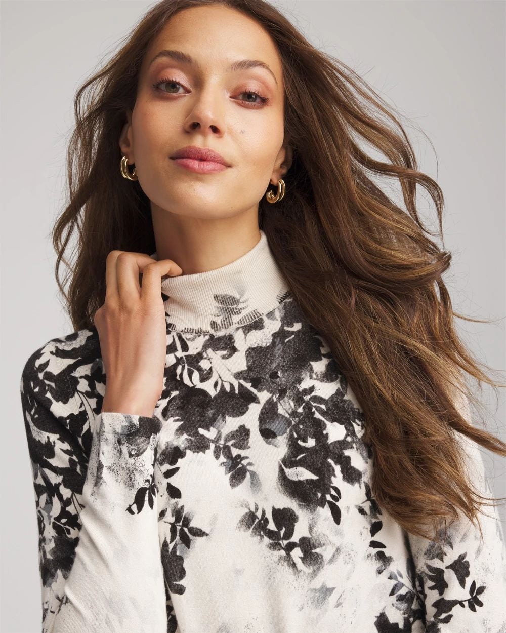 Houndstooth Mockneck Sweater