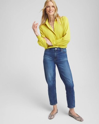 Satin Pleat Sleeve Shirt
